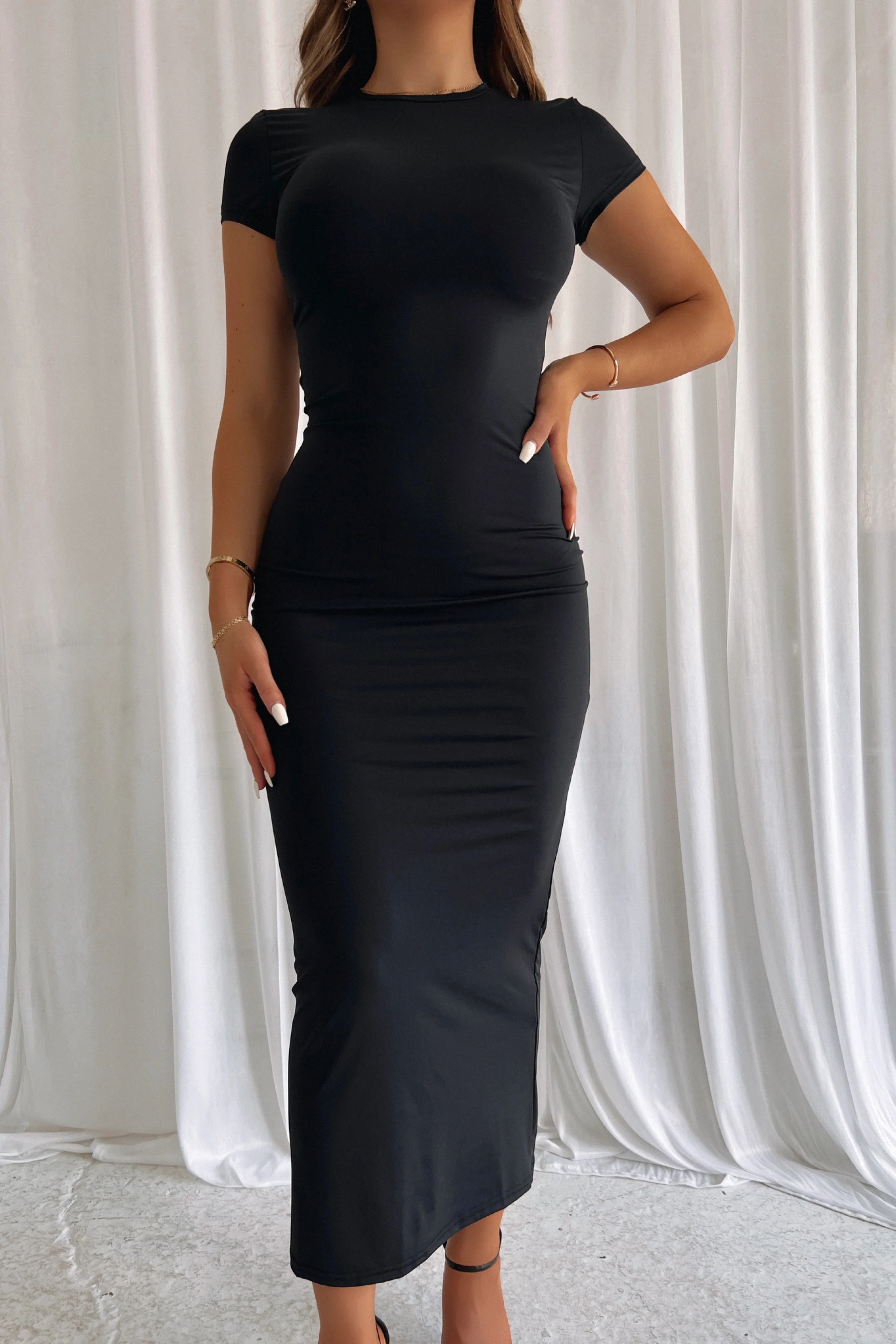 Elegant Black Midi Dress